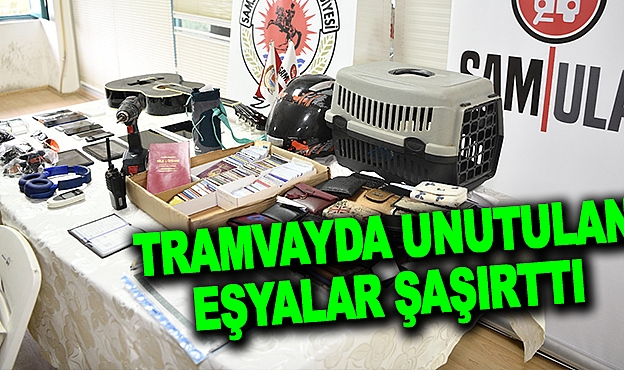 Tramvayda unutulan eşyalar şaşırttı