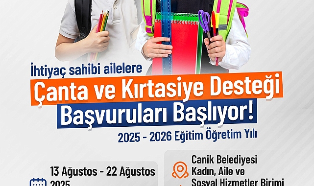 Çanta Ve Kırtasiye Canik Belediyesi'nden