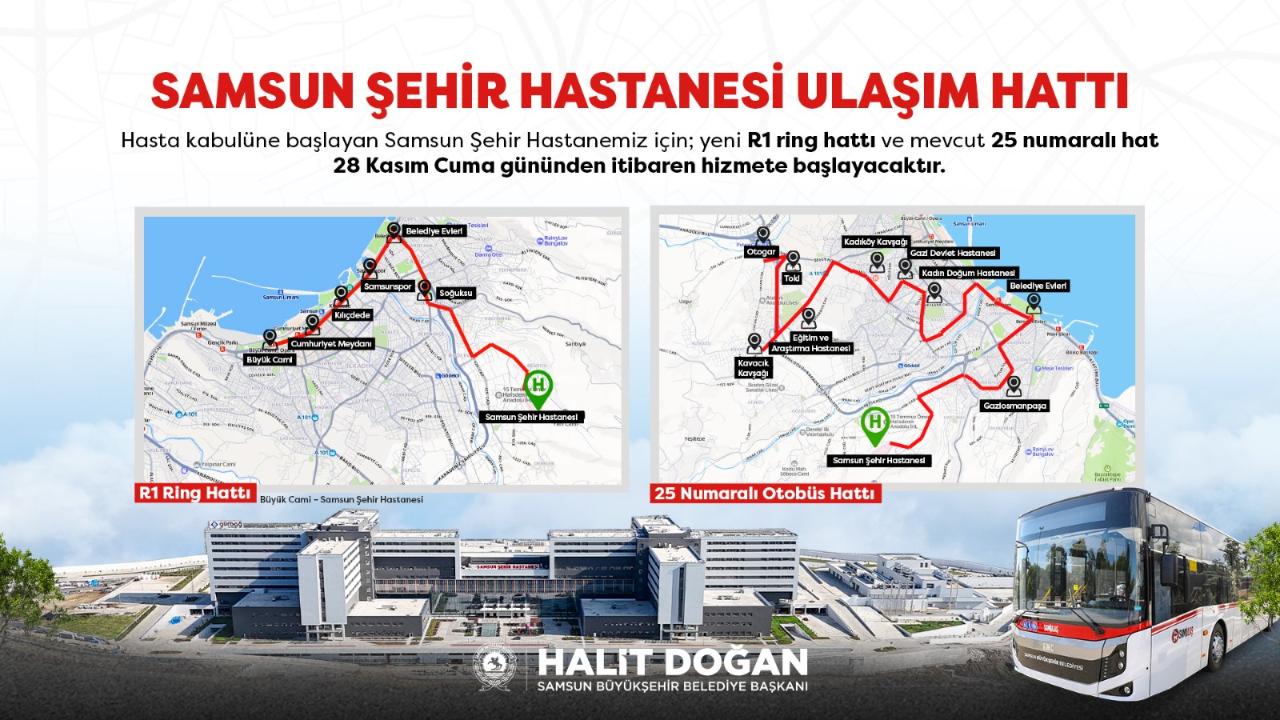 Samsun'da Toplu Taşımayla Şehir Hastanesi’ne Ulaşım Dönemi Başlıyor