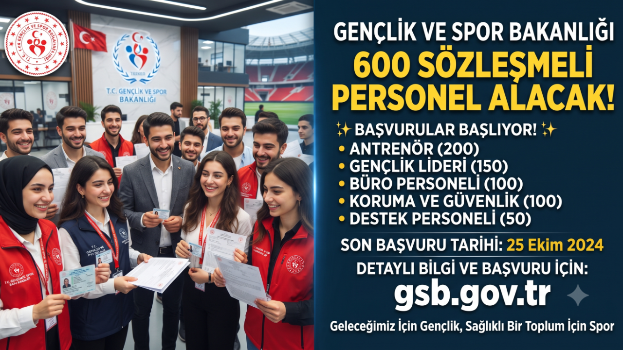Gençlik ve Spor Bakanlığı 600 Sözleşmeli Personel Alacak!